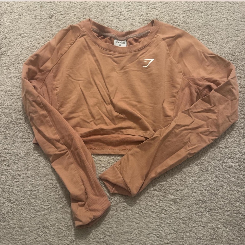 Women's Pink Gymshark Long Sleeve Crop Top